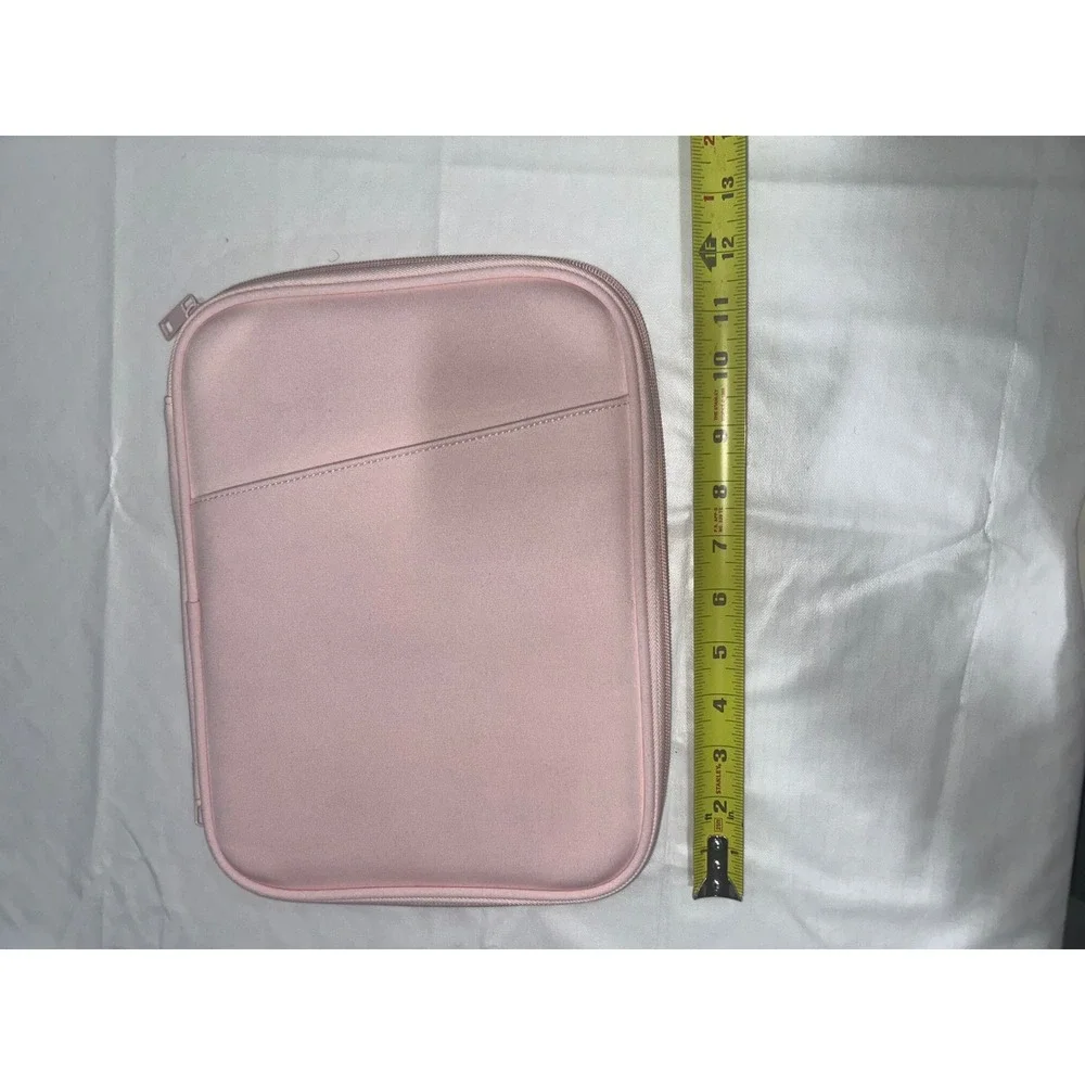 Light Pink Padded Tech Organizer Travel Case Tablet Sleeve Zip Around Pouch